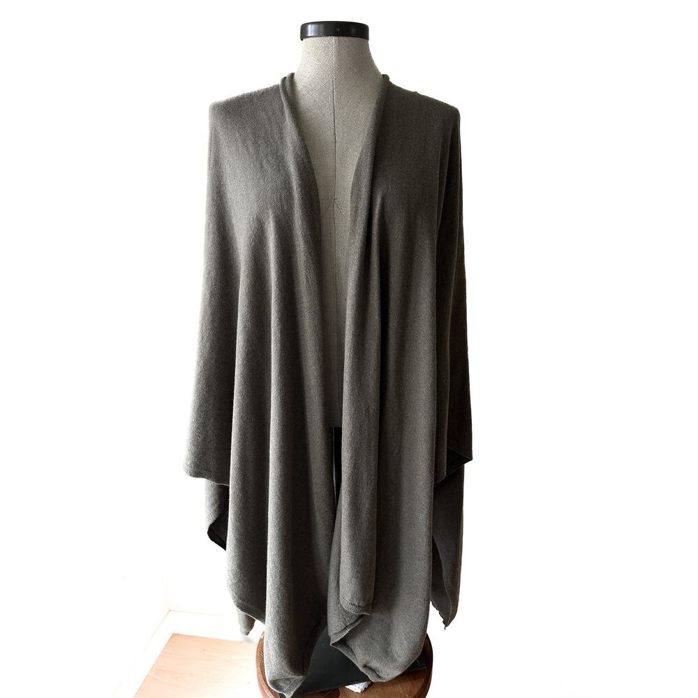 Mer Sea Cashmere Blend Travel Wrap Shawl OS Neutral Brown Cozy Minimal